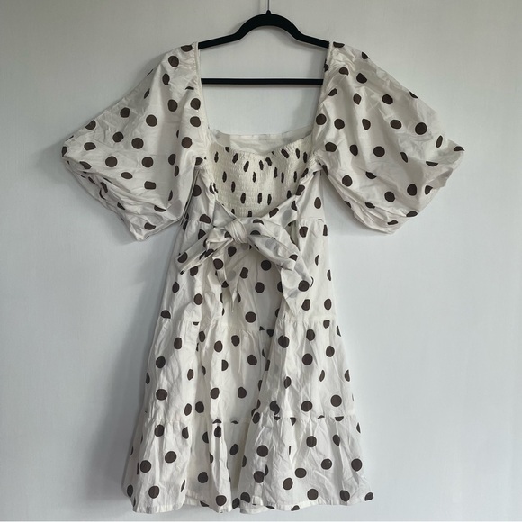NWT Faithfull The Brand Anthropologie Eryn Mini Dress Bessie Dot Print White 12 - Picture 6 of 14